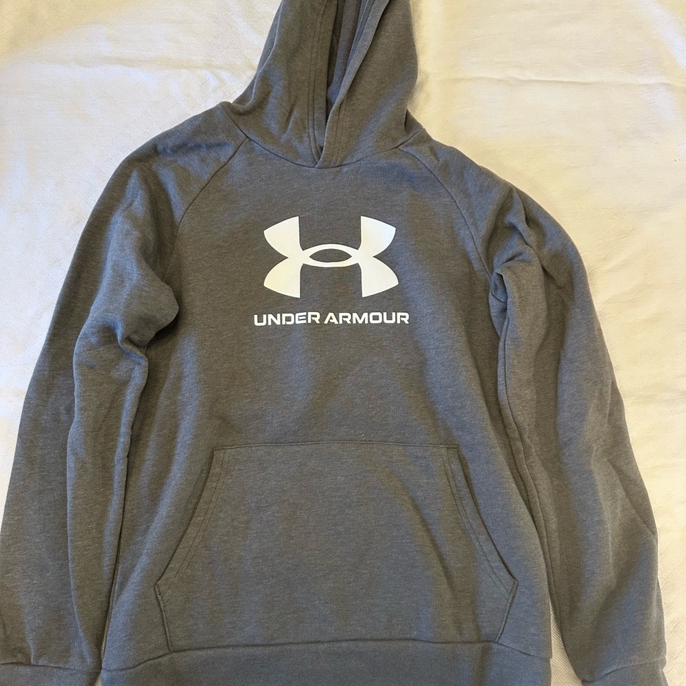 Under Armour Boys Gray Hooded Sweatshirt Youth Large